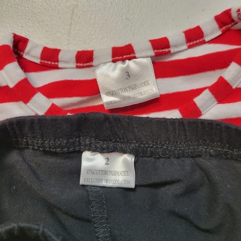Christmas Girls Toddler 2T Matching Set Silver Reindeer Red White Stripes